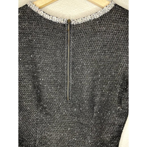 Cabi Tweed Knit Top Womens Small S CAbi #542 Black Gray Coco Shell Back Zipper - Picture 6 of 11